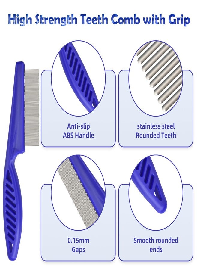 CAPHONT Flea Comb for Cats Dogs, 6 Pack Pet Lice Comb Set Pet Grooming Pets for Small, Medium & Large Pets (Blue) - Image 2